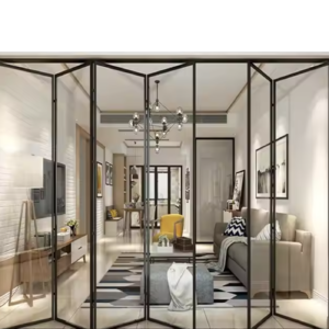 High quality control entrance aluminum double folding door balcony French front aluminum exterior glass folding patio door